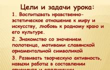 Prezentácia pre výtvarnú lekciu „Obrázky a motívy v ruských ľudových výšivkách“